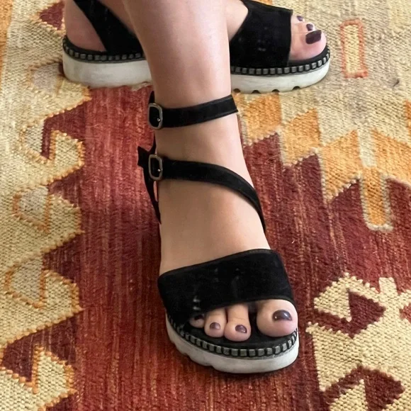 Gabor Comfort Walking Sandals Black Wedge 38 - Picture 7 of 7